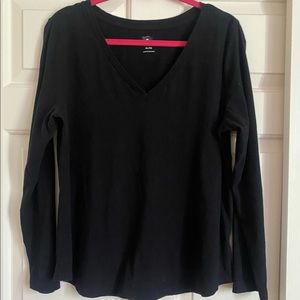 Long Sleeve Black V- Neck Tee